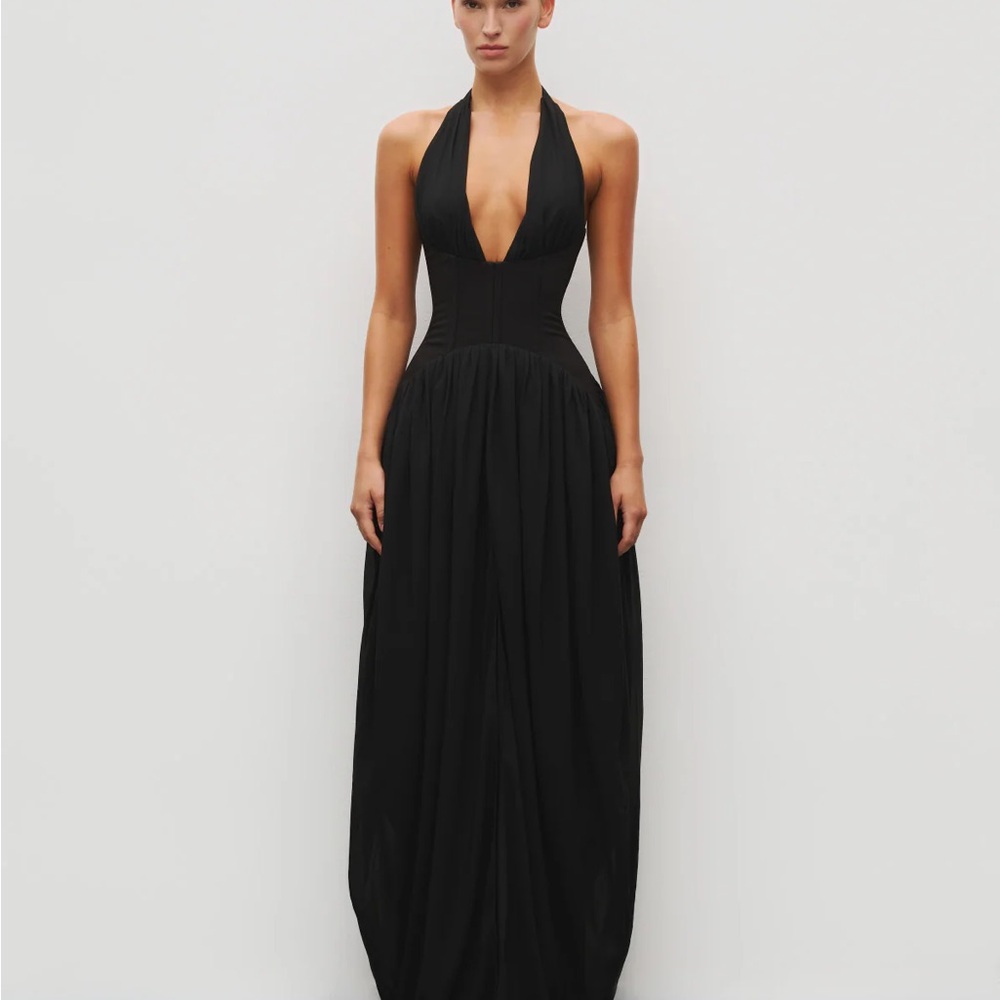 Sophisticated Black Backless Evening Gown
